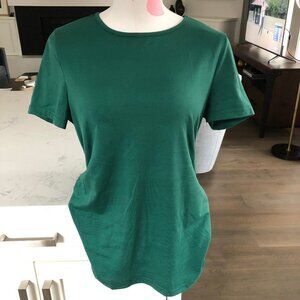Shein Casual Short Slv Scoop Neck Ruched Sides Poly Blend Top Green Sz 6 NWOT